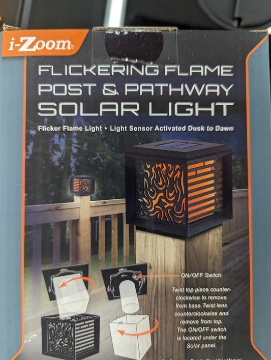 Flickering Flame Post and Solar Pathway Light