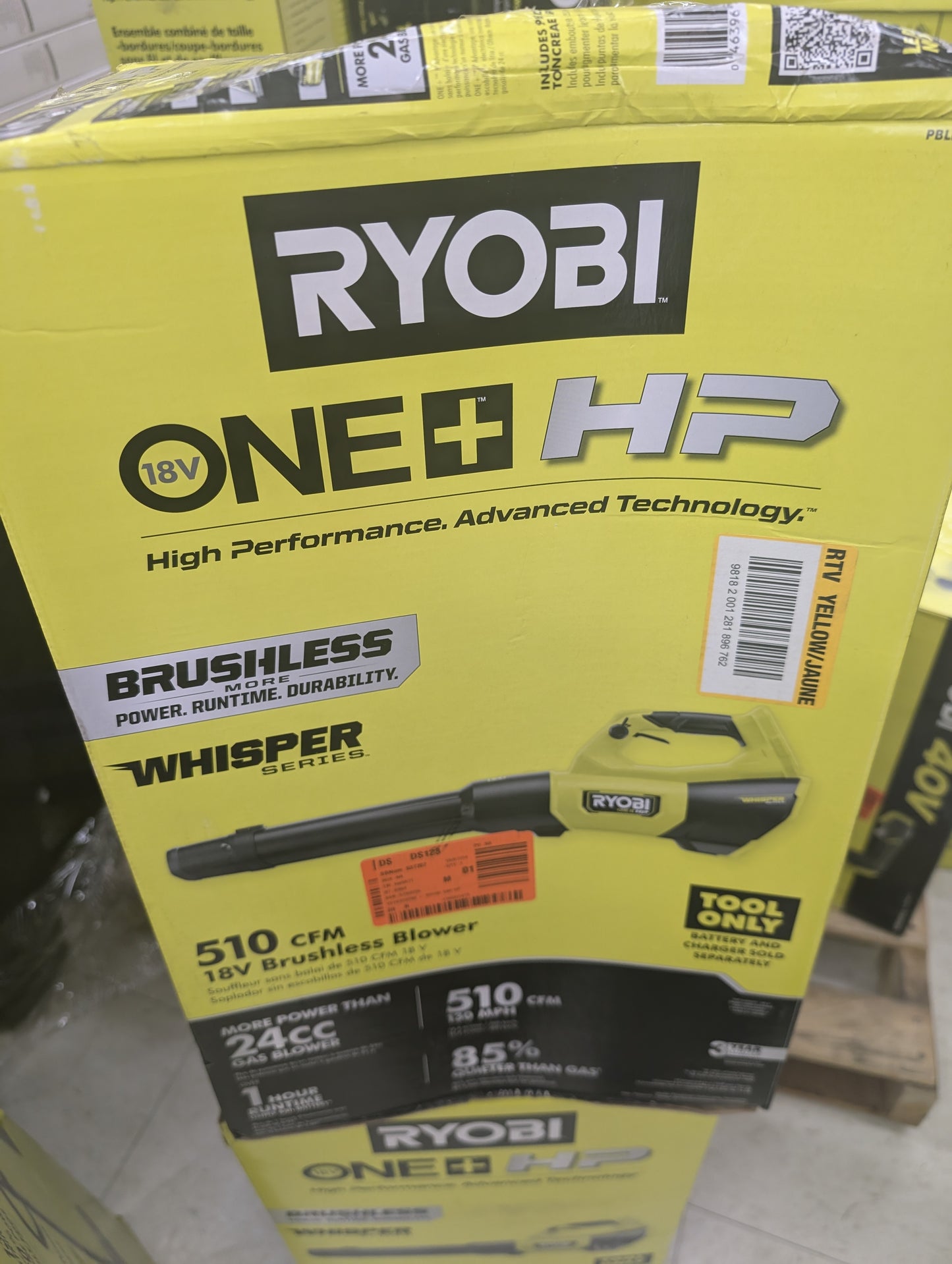 Ryobi tool-only 18V ONE+ HP BRUSHLESS 510 CFM BLOWER