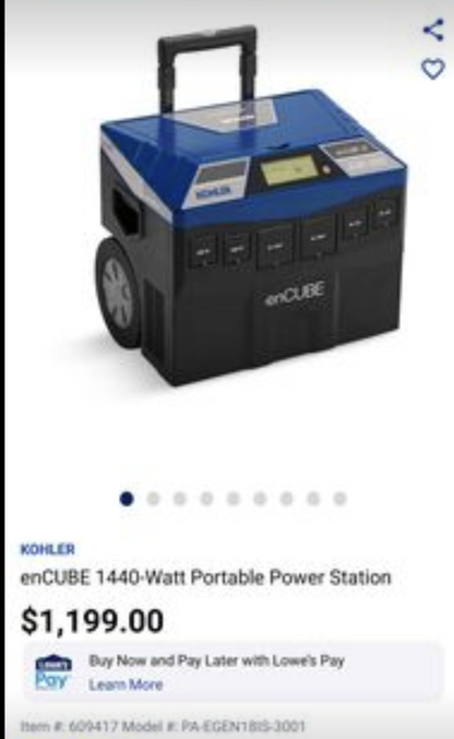 Kohler enCube 1440 Watt Portable Solar Generator