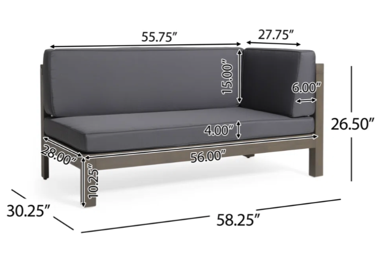 Acacia Wood Outdoor Patio Sectional