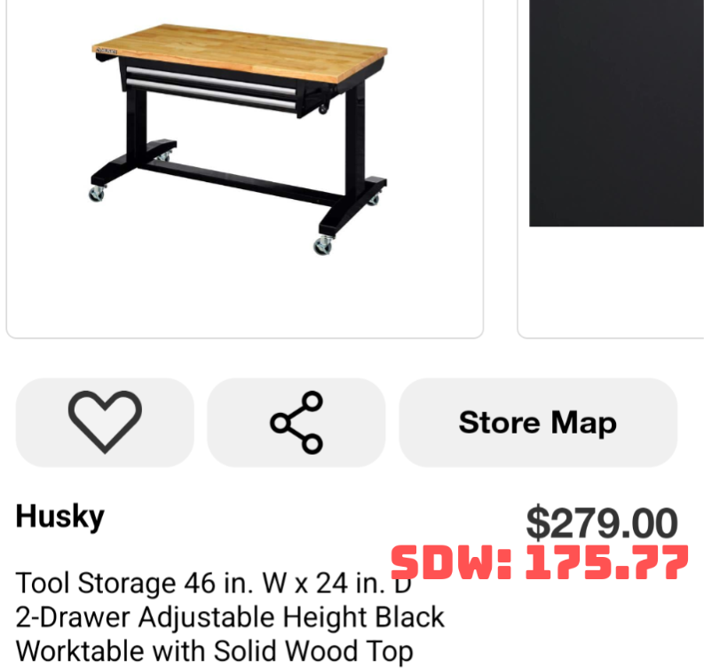 Husky 46" Work Table 2 Drawers