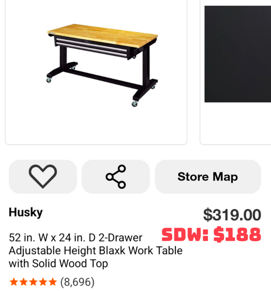 Husky 52" Work Table 2 Drawers