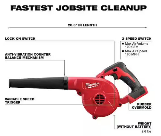 M18 18V Lithium-Ion Cordless Compact Blower (Tool-Only)