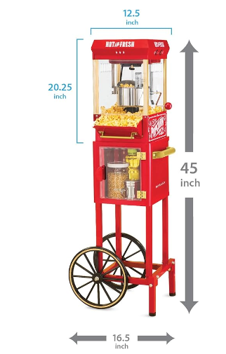 Nostalgia Popcorn Maker Machine - Professional Cart