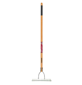 Husky 54" Long Wooden Handle 19-Tine Adjustable Thatch Rake