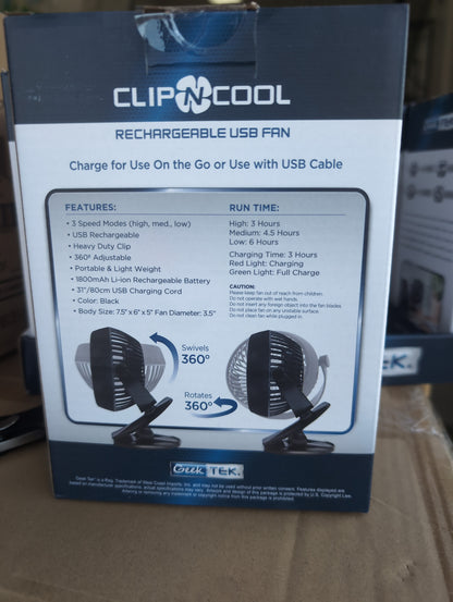 Clip n Cool Rechargeable USB Fan