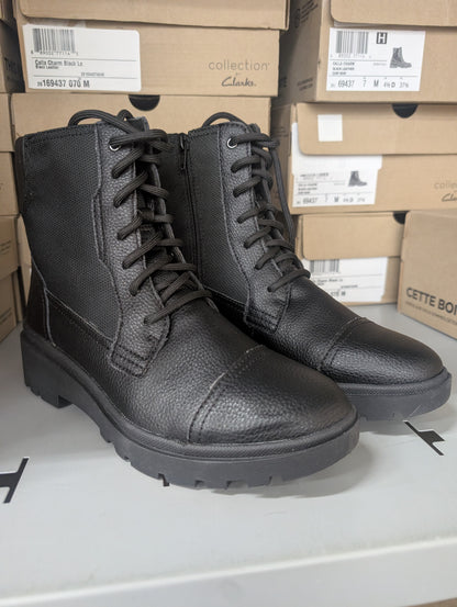 Clarks Size 7 Women's Calla Charm Black Leather Boots