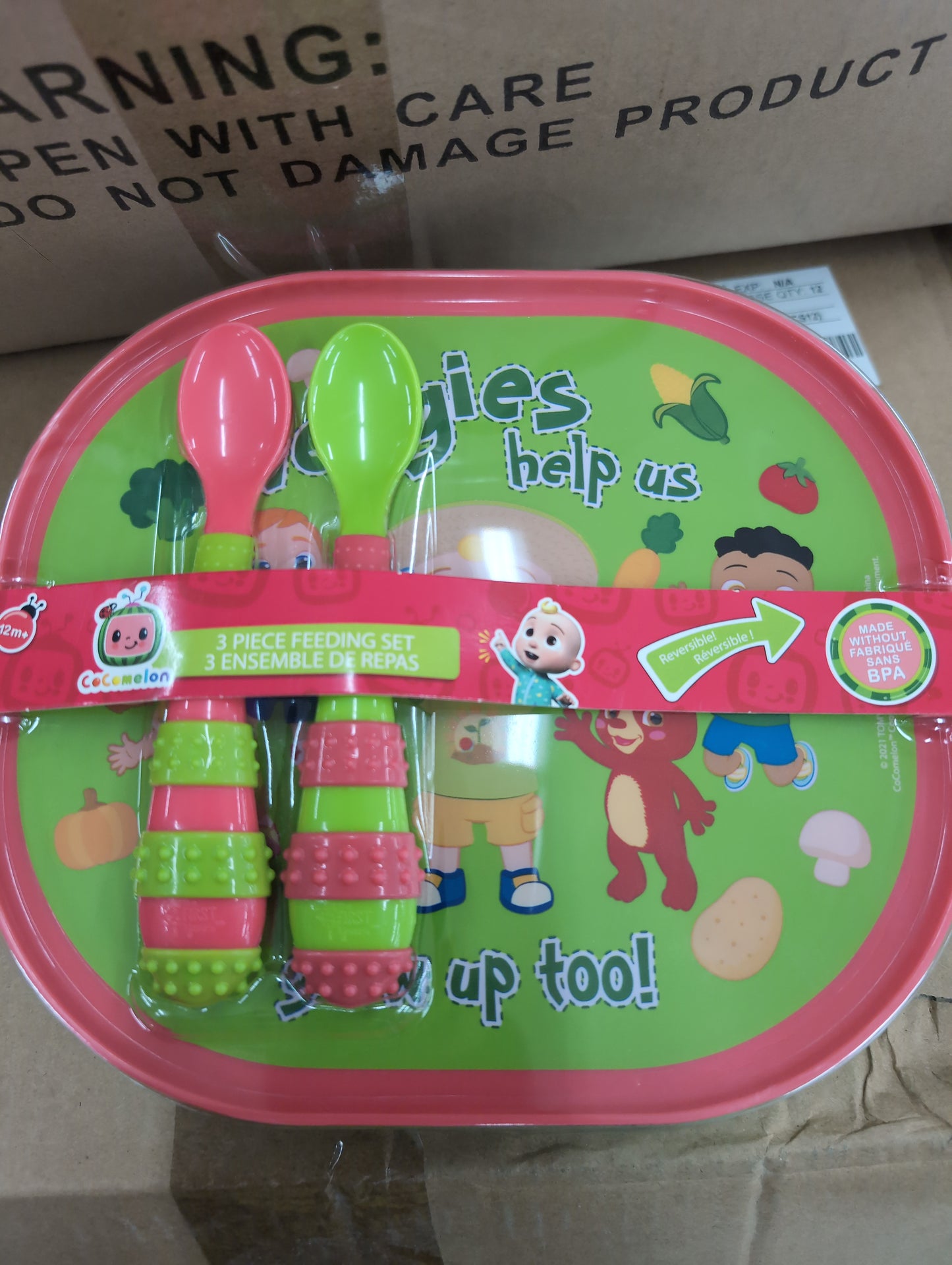 Cocomelon reversible plate and spoons