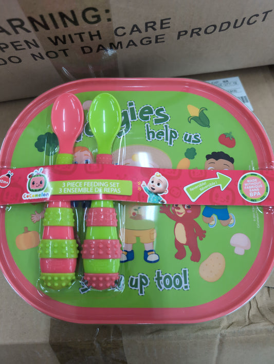 Cocomelon reversible plate and spoons