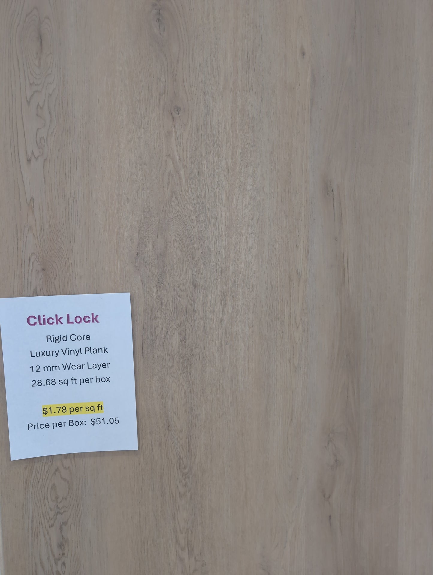 Sienna  LVP Click-Lock Flooring $1.78 /sq ft.  12mil