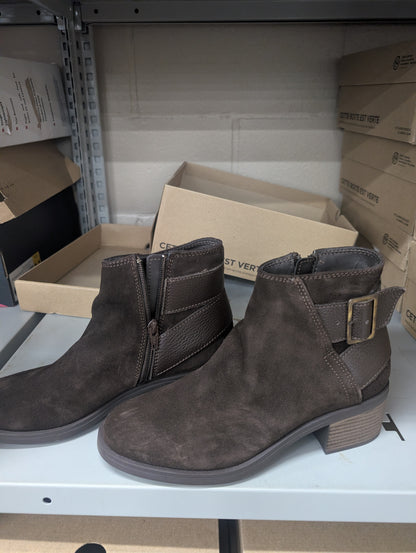 Clarks Women's Boots Memi Buckle Dark Brown Suede