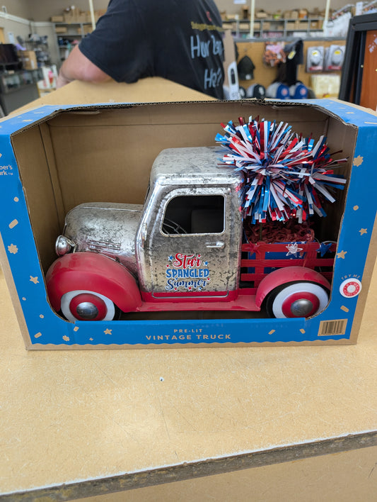 Patriotic Vintage Truck with Lights