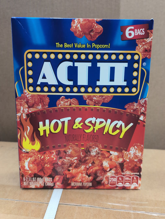 Act II Hot and Spicy Popcorn 6 bags  11.25