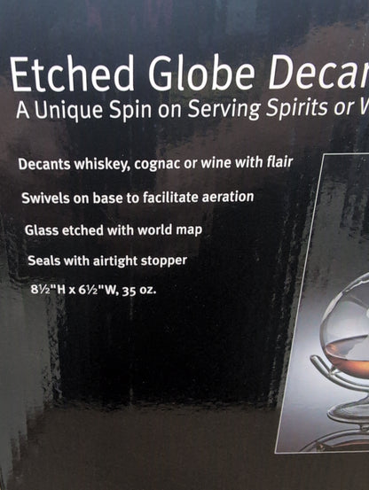 Etched Globe Wine or Spirit's Decanter