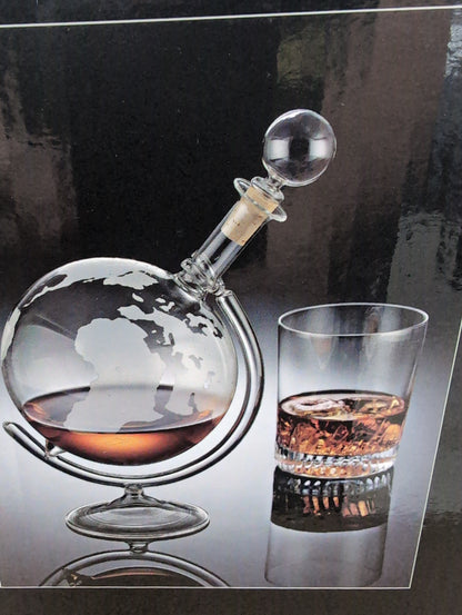 Etched Globe Wine or Spirit's Decanter