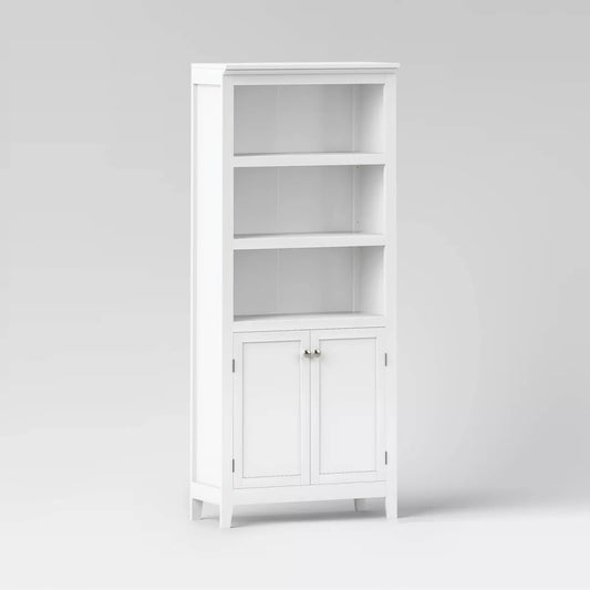 72" Carson 5 Shelf Bookcase with Doors White - Threshold